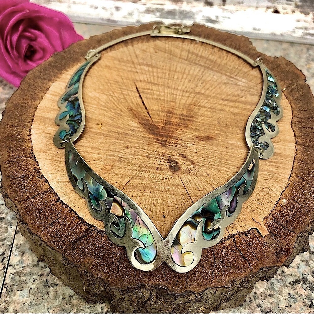 ❌SOLD ON MERCARI❌ Vintage Abalone Alpaca necklace